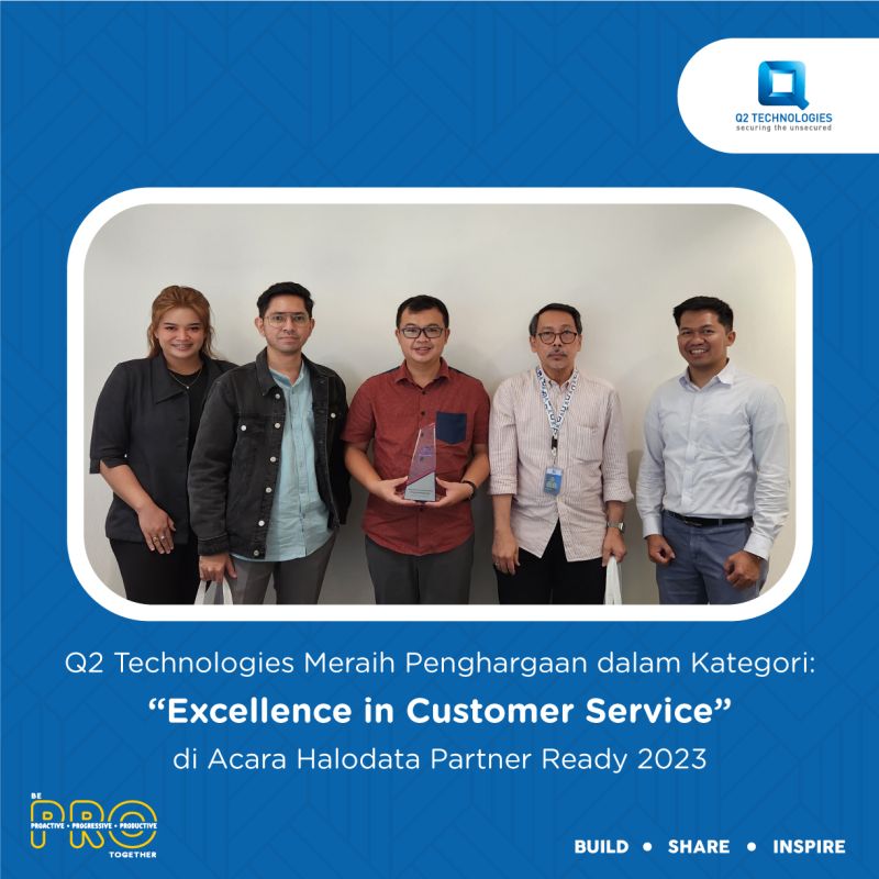 Q2 Technologies mendapatkan award dalam kategori Excellence in Customer Service pada acara Halodata Partner Ready 2023